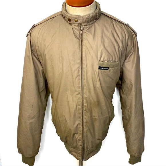 Vintage Members Only Men’s Quilt Lined Tan Cafe Racer Bomber Jacket Size Large - Picture 2 of 13